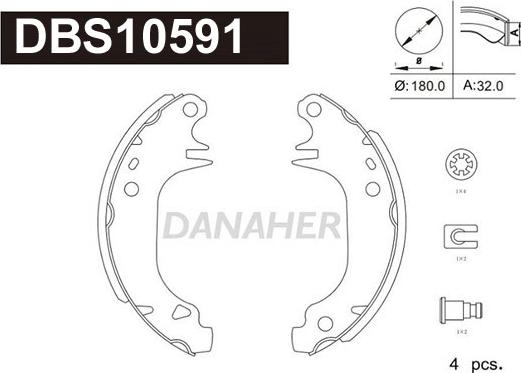 Danaher DBS10591 - Комплект тормозных колодок, барабанные autospares.lv