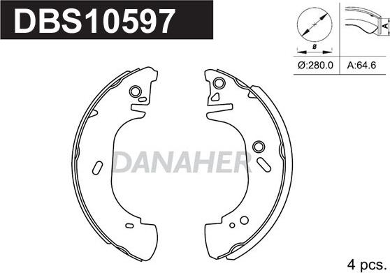 Danaher DBS10597 - Комплект тормозных колодок, барабанные autospares.lv