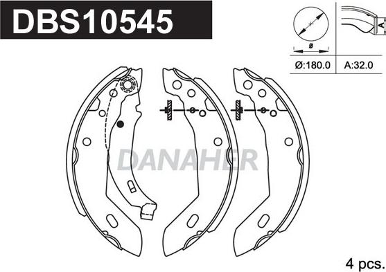 Danaher DBS10545 - Комплект тормозных колодок, барабанные autospares.lv