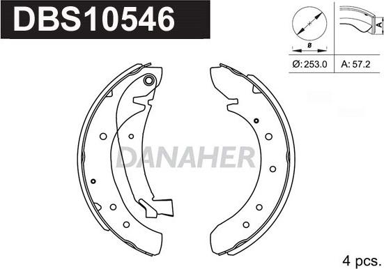 Danaher DBS10546 - Комплект тормозных колодок, барабанные autospares.lv