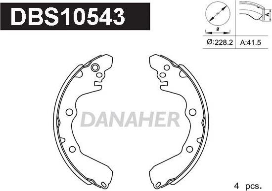 Danaher DBS10543 - Комплект тормозных колодок, барабанные autospares.lv