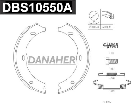 Danaher DBS10550A - Комплект тормозов, ручник, парковка autospares.lv