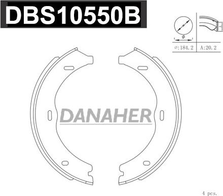 Danaher DBS10550B - Комплект тормозов, ручник, парковка autospares.lv