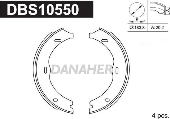 Danaher DBS10550 - Комплект тормозов, ручник, парковка autospares.lv