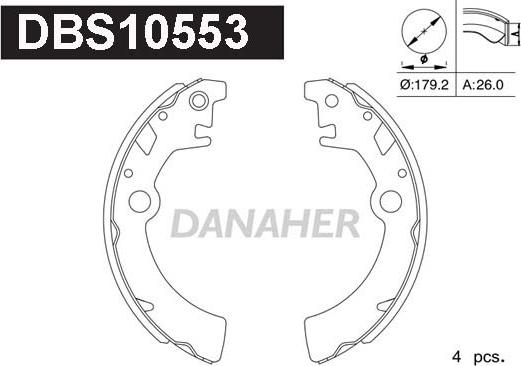 Danaher DBS10553 - Комплект тормозных колодок, барабанные autospares.lv