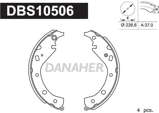 Danaher DBS10506 - Комплект тормозных колодок, барабанные autospares.lv
