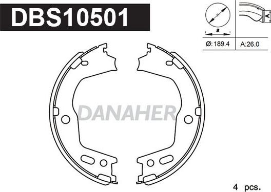 Danaher DBS10501 - Комплект тормозов, ручник, парковка autospares.lv