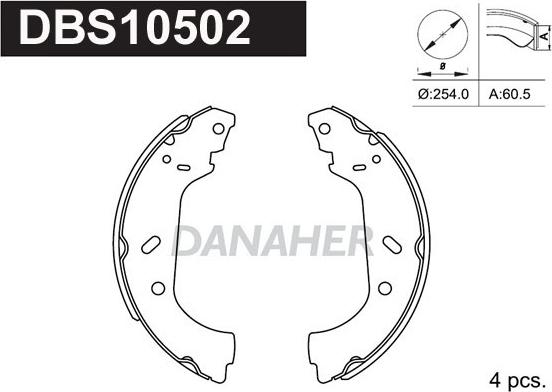 Danaher DBS10502 - Комплект тормозных колодок, барабанные autospares.lv