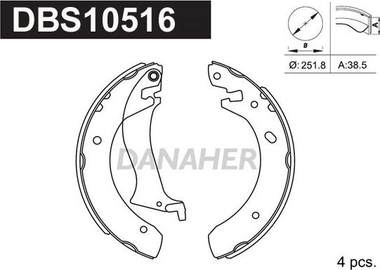 Danaher DBS10516 - Комплект тормозных колодок, барабанные autospares.lv