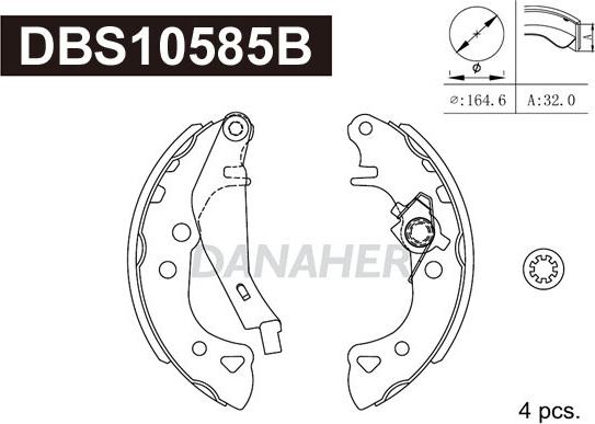 Danaher DBS10585B - Комплект тормозных колодок, барабанные autospares.lv