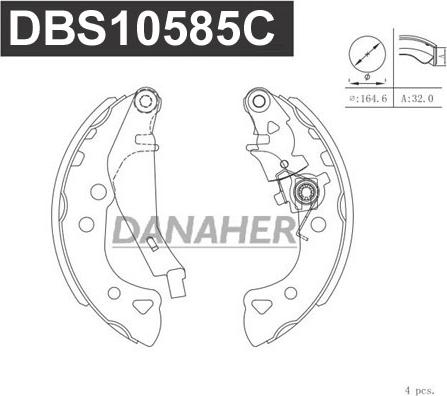 Danaher DBS10585C - Комплект тормозных колодок, барабанные autospares.lv