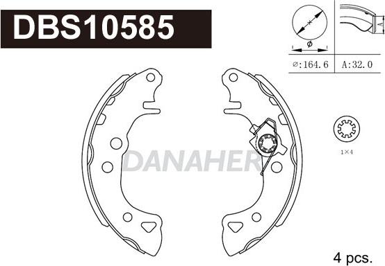 Danaher DBS10585 - Комплект тормозных колодок, барабанные autospares.lv