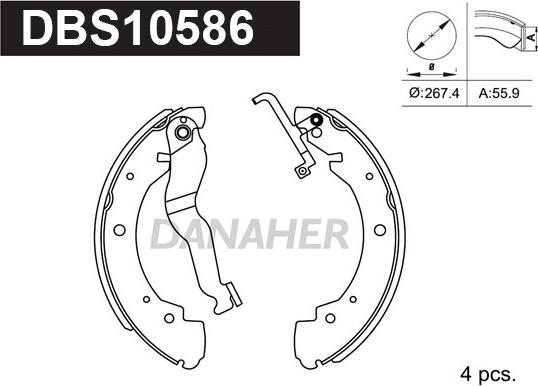 Danaher DBS10586 - Комплект тормозных колодок, барабанные autospares.lv