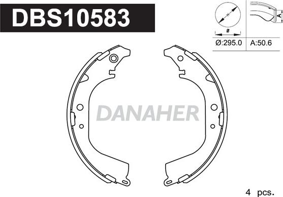 Danaher DBS10583 - Комплект тормозных колодок, барабанные autospares.lv