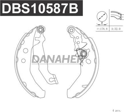 Danaher DBS10587B - Комплект тормозных колодок, барабанные autospares.lv