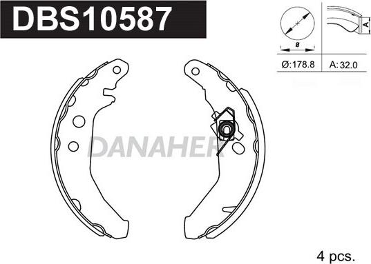 Danaher DBS10587 - Комплект тормозных колодок, барабанные autospares.lv