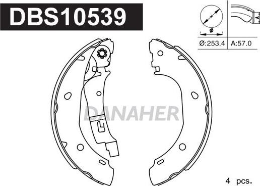 Danaher DBS10539 - Комплект тормозных колодок, барабанные autospares.lv