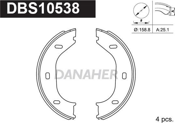 Danaher DBS10538 - Комплект тормозов, ручник, парковка autospares.lv