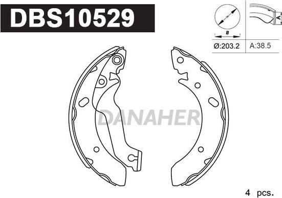 Danaher DBS10529 - Комплект тормозных колодок, барабанные autospares.lv