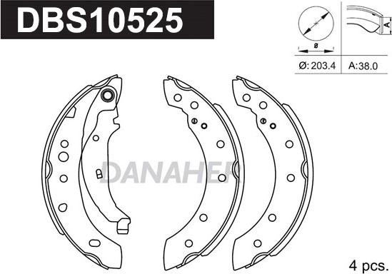Danaher DBS10525 - Комплект тормозных колодок, барабанные autospares.lv