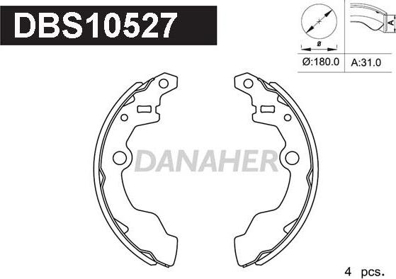 Danaher DBS10527 - Комплект тормозных колодок, барабанные autospares.lv