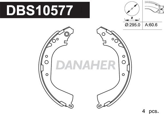 Danaher DBS10577 - Комплект тормозных колодок, барабанные autospares.lv