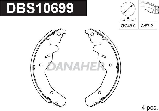 Danaher DBS10699 - Комплект тормозных колодок, барабанные autospares.lv