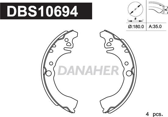 Danaher DBS10694 - Комплект тормозных колодок, барабанные autospares.lv