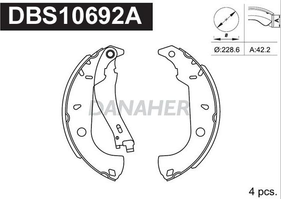 Danaher DBS10692A - Комплект тормозных колодок, барабанные autospares.lv