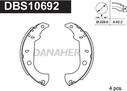 Danaher DBS10692 - Комплект тормозных колодок, барабанные autospares.lv