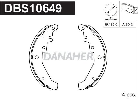 Danaher DBS10649 - Комплект тормозных колодок, барабанные autospares.lv