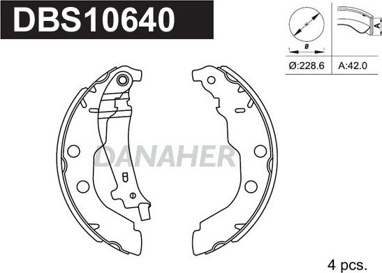 Danaher DBS10640 - Комплект тормозных колодок, барабанные autospares.lv