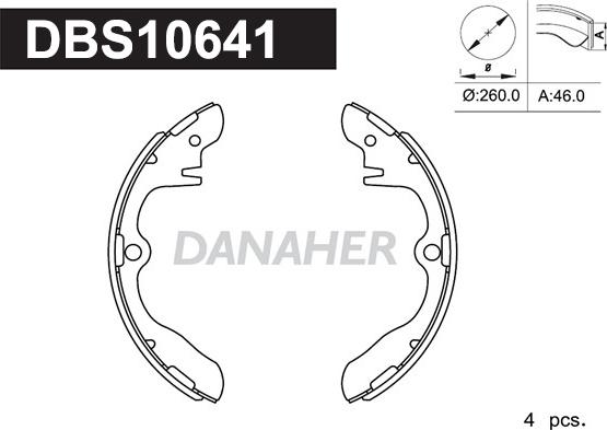 Danaher DBS10641 - Комплект тормозных колодок, барабанные autospares.lv