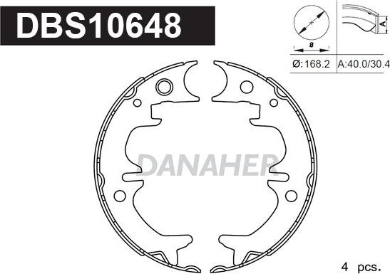 Danaher DBS10648 - Комплект тормозов, ручник, парковка autospares.lv