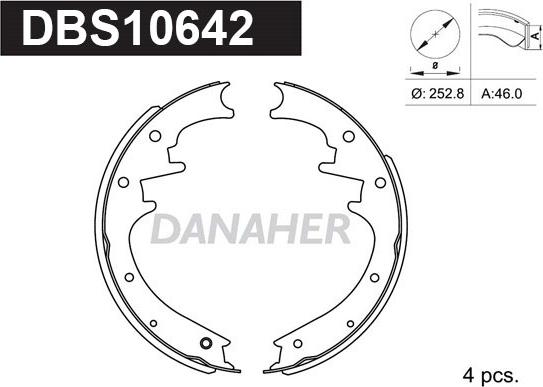 Danaher DBS10642 - Комплект тормозных колодок, барабанные autospares.lv