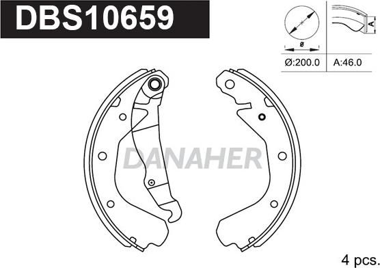 Danaher DBS10659 - Комплект тормозных колодок, барабанные autospares.lv