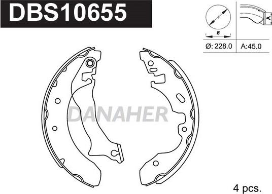 Danaher DBS10655 - Комплект тормозных колодок, барабанные autospares.lv