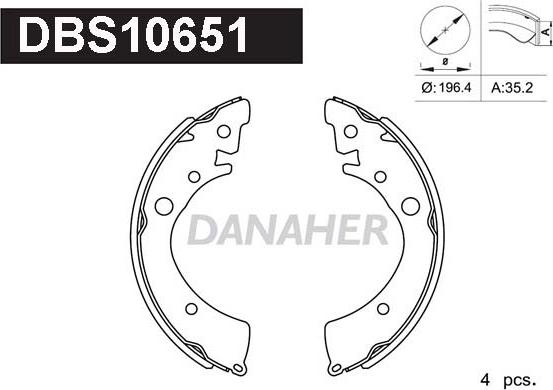 Danaher DBS10651 - Комплект тормозных колодок, барабанные autospares.lv