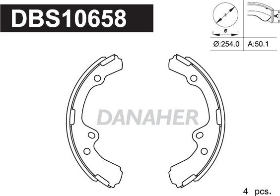 Danaher DBS10658 - Комплект тормозных колодок, барабанные autospares.lv