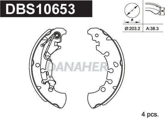 Danaher DBS10653 - Комплект тормозных колодок, барабанные autospares.lv