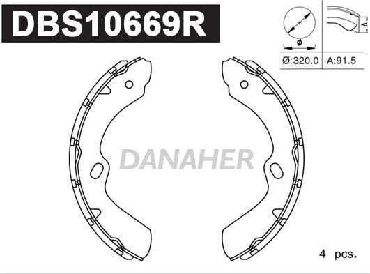 Danaher DBS10669R - Комплект тормозных колодок, барабанные autospares.lv