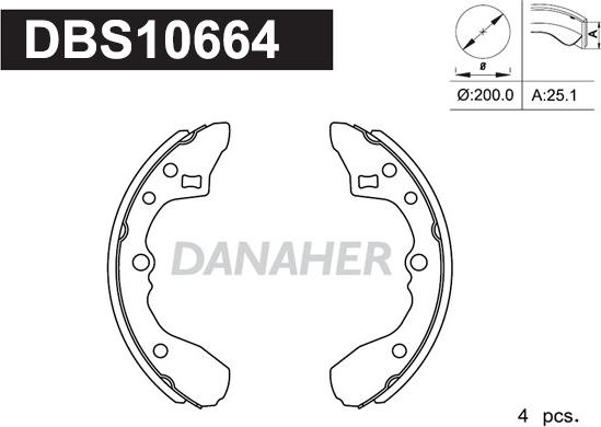 Danaher DBS10664 - Комплект тормозных колодок, барабанные autospares.lv