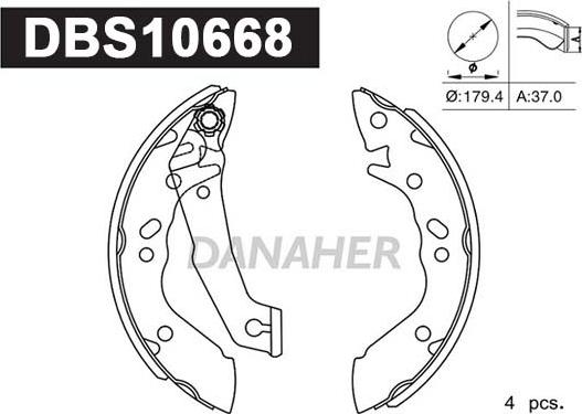 Danaher DBS10668 - Комплект тормозных колодок, барабанные autospares.lv