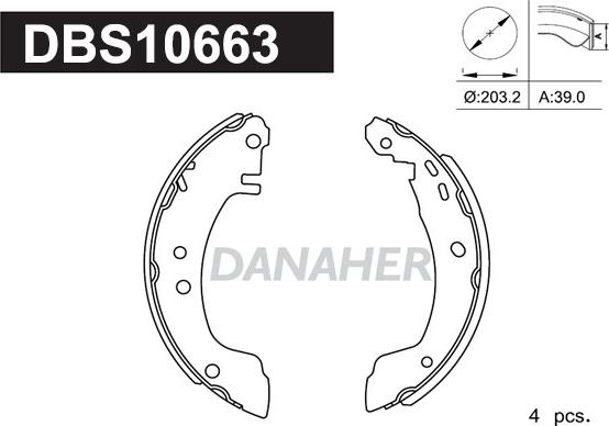 Danaher DBS10663 - Комплект тормозных колодок, барабанные autospares.lv