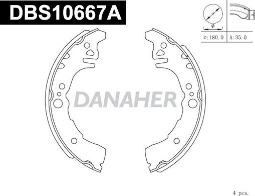 Danaher DBS10667A - Комплект тормозных колодок, барабанные autospares.lv