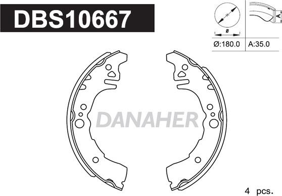 Danaher DBS10667 - Комплект тормозных колодок, барабанные autospares.lv