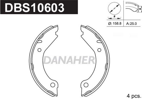 Danaher DBS10603 - Комплект тормозов, ручник, парковка autospares.lv