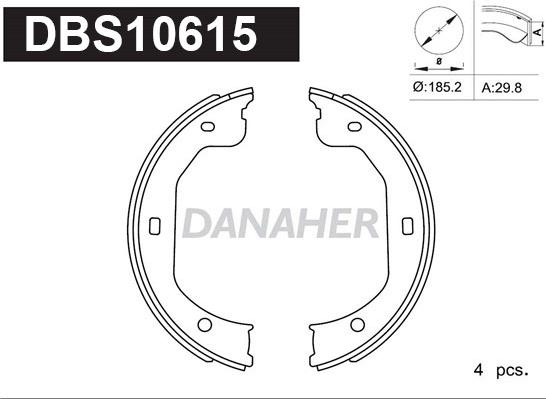 Danaher DBS10615 - Комплект тормозов, ручник, парковка autospares.lv