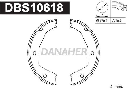 Danaher DBS10618 - Комплект тормозов, ручник, парковка autospares.lv