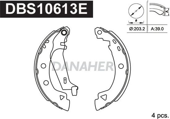 Danaher DBS10613E - Комплект тормозных колодок, барабанные autospares.lv